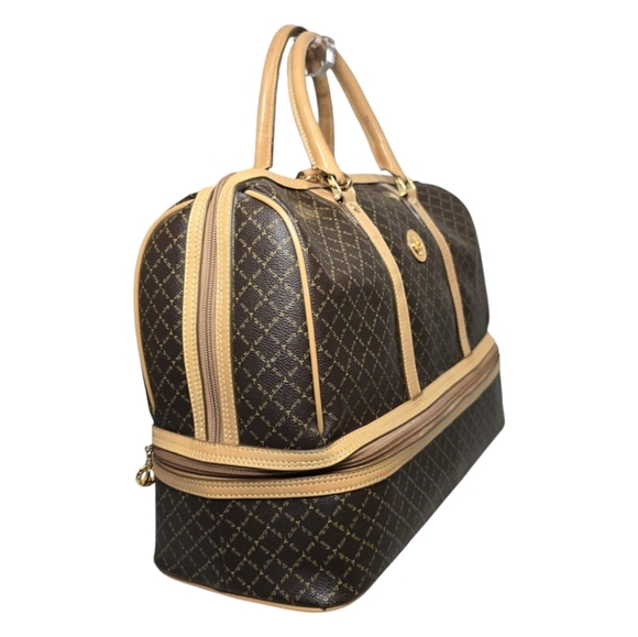 LA TOUR  EIFFEL Signature Brown Carry On Duffel Dome Traveler Canvas Leather - Picture 10 of 16